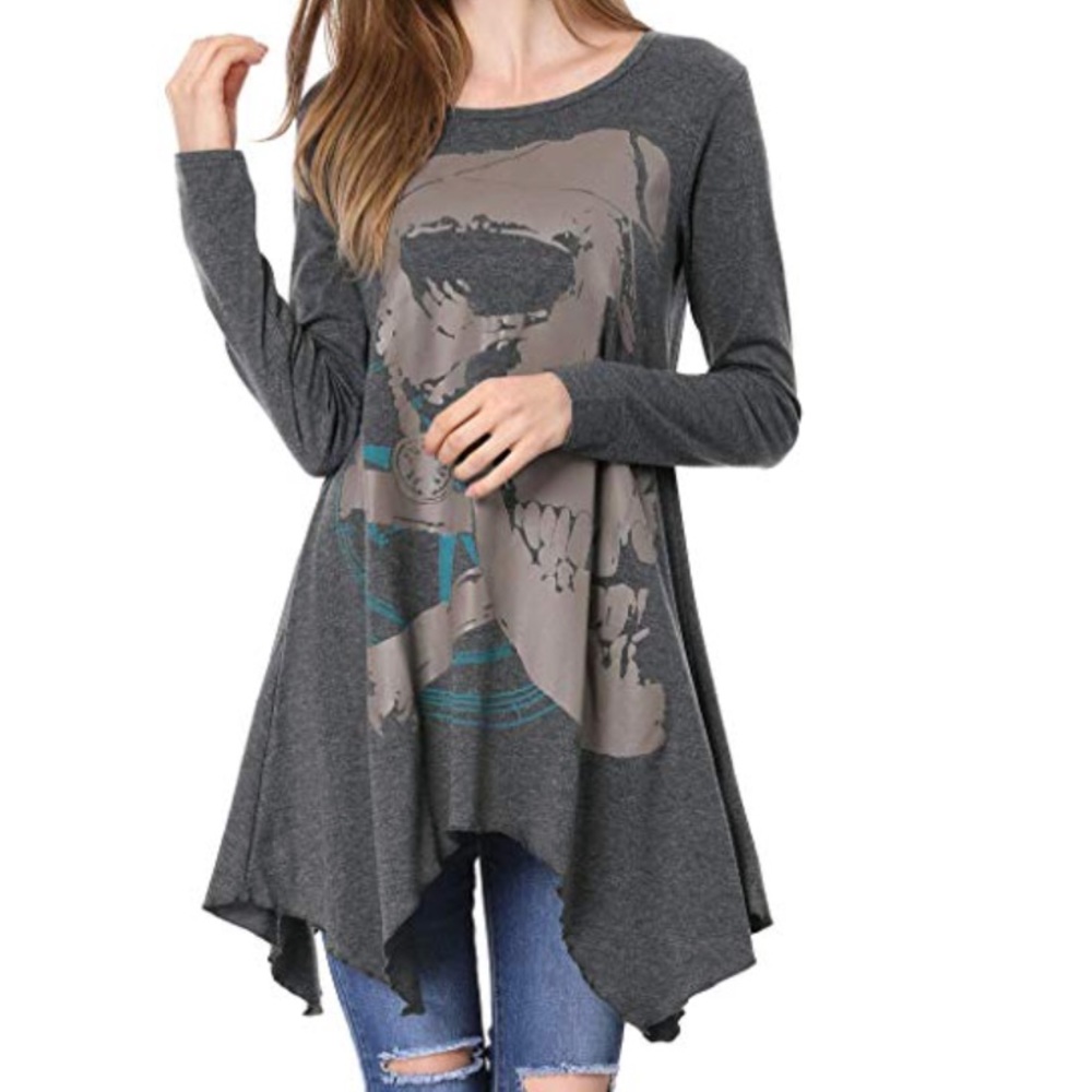 BNWT Ladies Skull Handkerchief Hem Loose Tunic